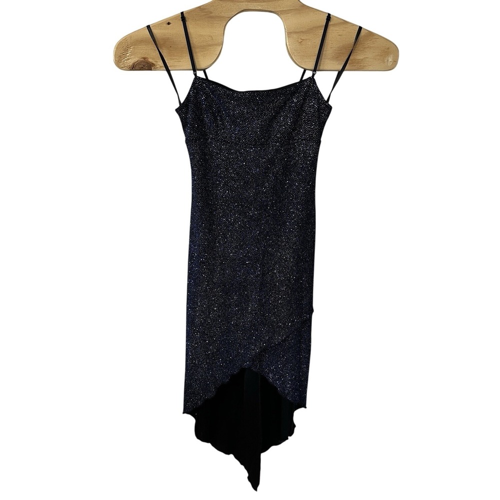 City‎ Triangles Large Vintage Blue Glitter Shimmer Midi Dress 90s Y2K Whimsigoth